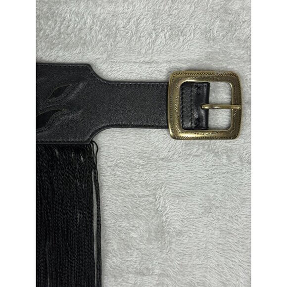 Kate Cate Western Style Calfskin Leather Belt With Fringe - Made In Italy - XS 2 main image 11